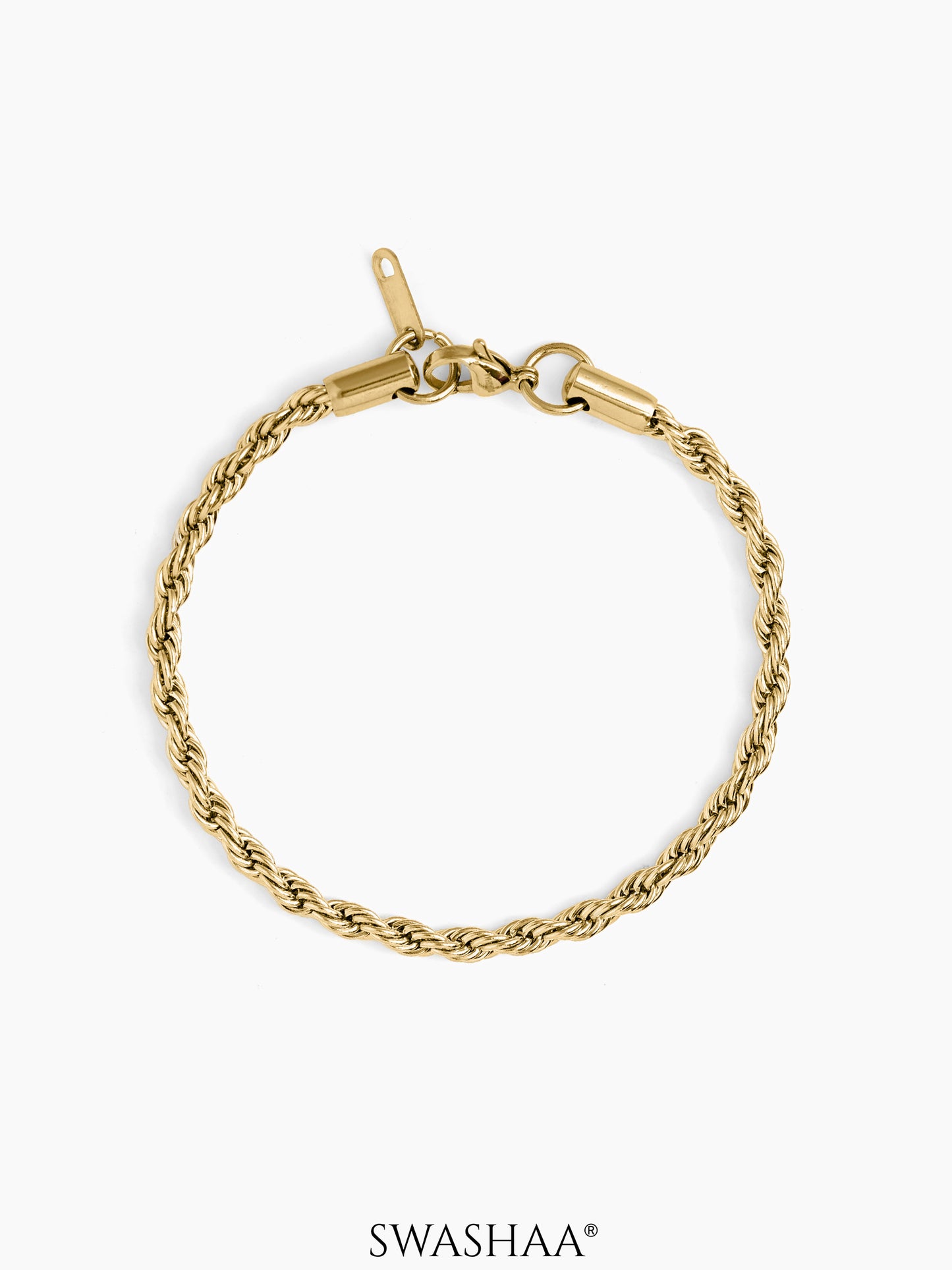 Rope Twisted Links 18K Gold Plated Loose Chain Bracelet