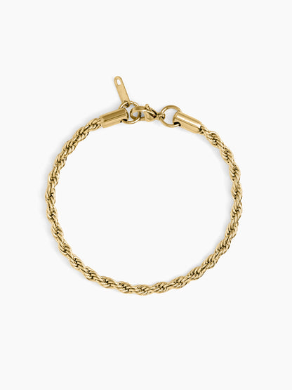 Rope Twisted Links 18K Gold Plated Loose Chain Bracelet