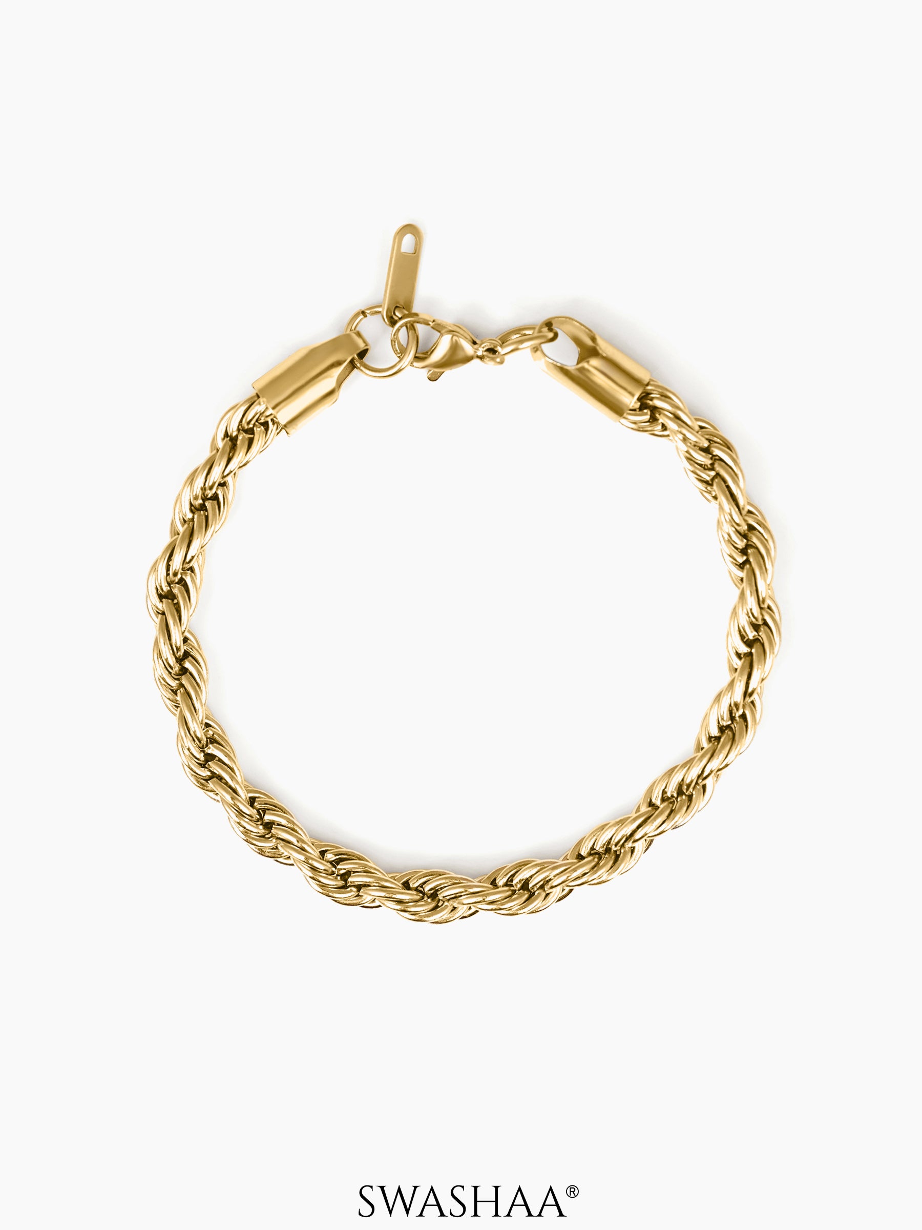 Rope Twisted Links 18K Gold Plated Loose Chain Bracelet