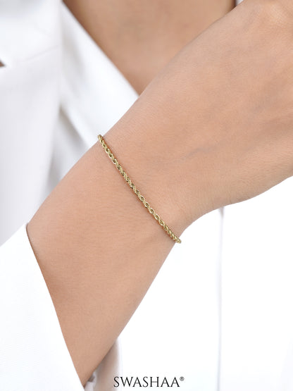Rope Twisted Links 18K Gold Plated Loose Chain Bracelet