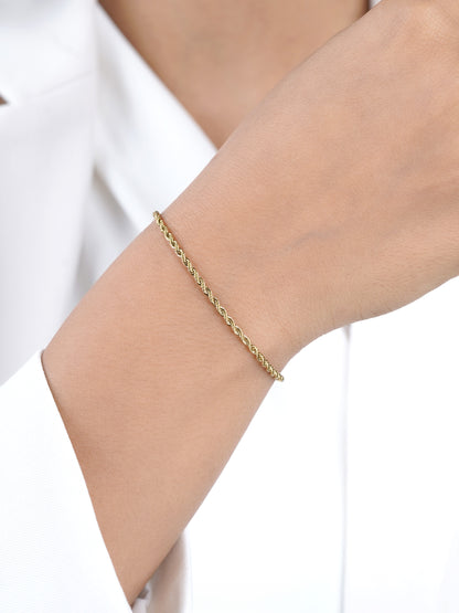 Rope Twisted Links 18K Gold Plated Loose Chain Bracelet