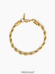 Rope Twisted Links 18K Gold Plated Loose Chain Bracelet