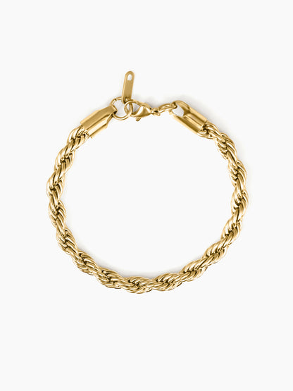 Rope Twisted Links 18K Gold Plated Loose Chain Bracelet
