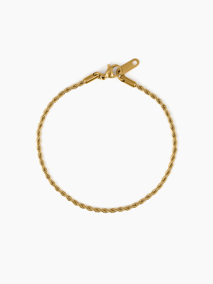 Rope Twisted Links 18K Gold Plated Loose Chain Bracelet