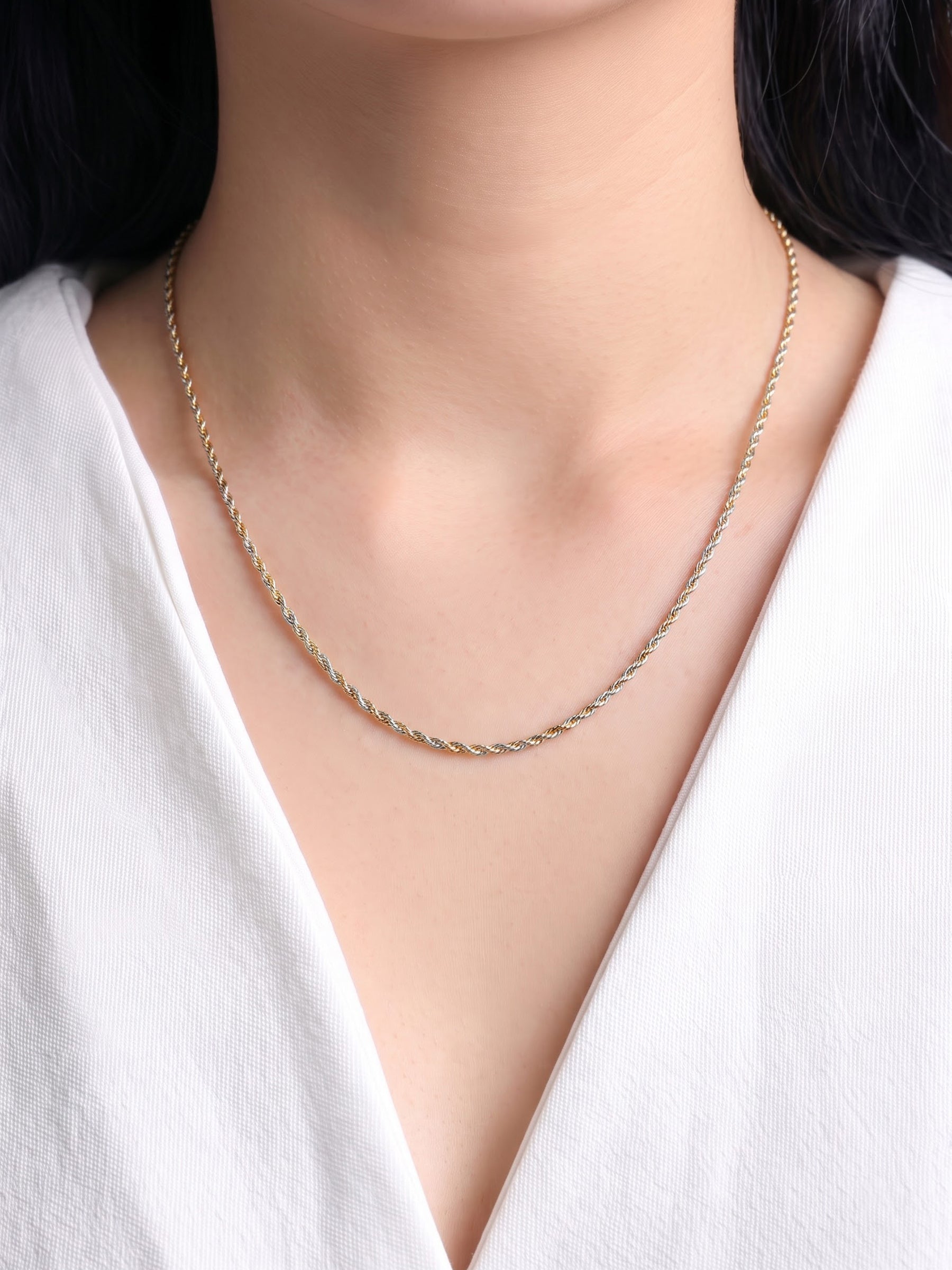 Rope Twisted Texture  Two Tone Women's Chain