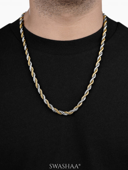 Rope Twisted Link Two Tone 6 MM Men's Chain