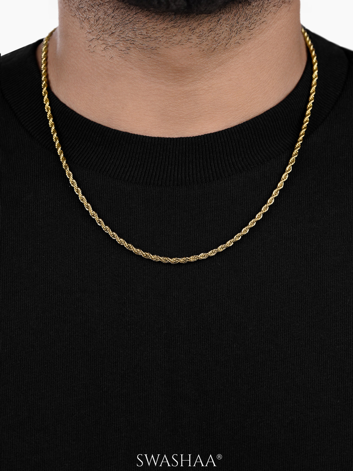 Buy Rope 4MM 18K Gold Plated Men's Chain Online | Swashaa