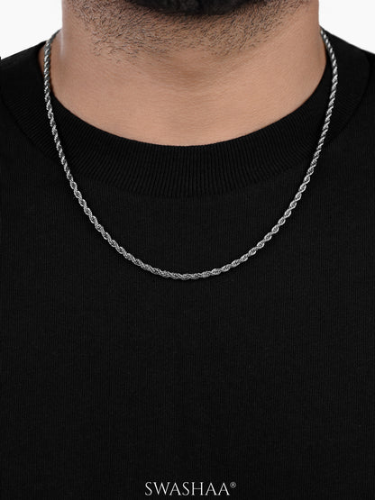 Rope Twisted Link Silver 3 MM Men's Chain