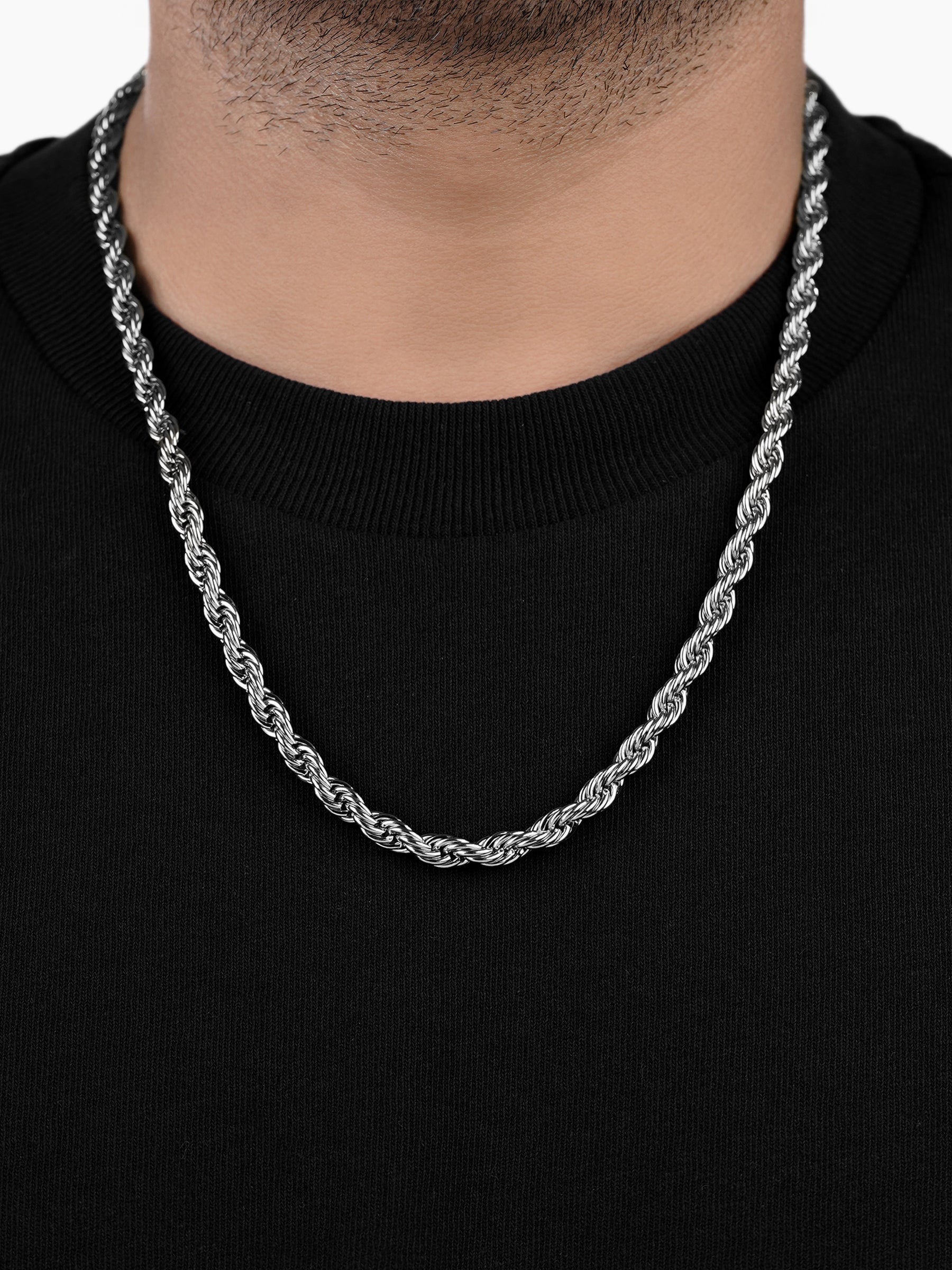 Rope Twisted Link Silver 6 MM Men's Chain