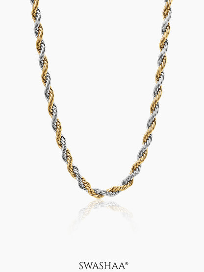 Rope Twisted Link Two Tone 6 MM Men's Chain