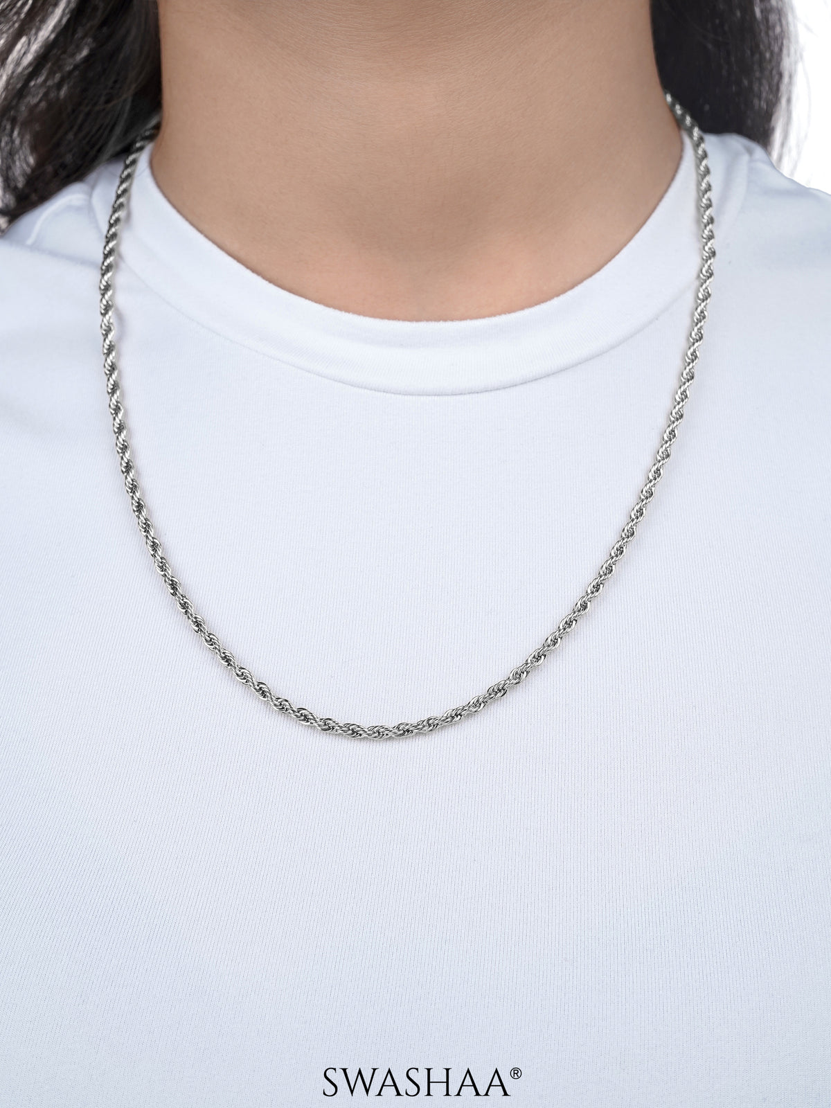 Rope Twisted Texture Silver Women's Chain