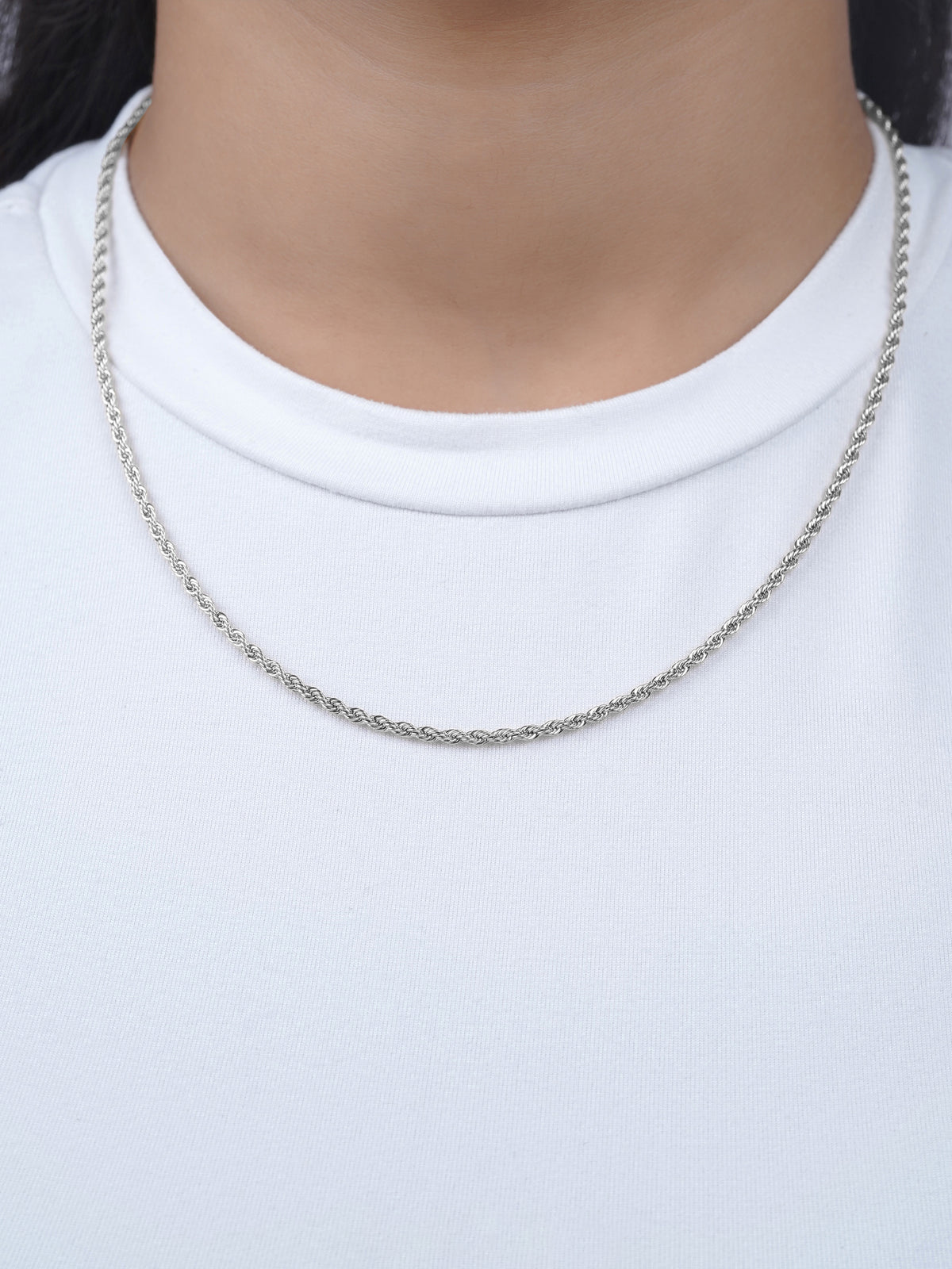 Rope Twisted Texture Silver Women's Chain