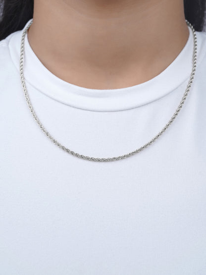 Rope Twisted Texture Silver Women's Chain