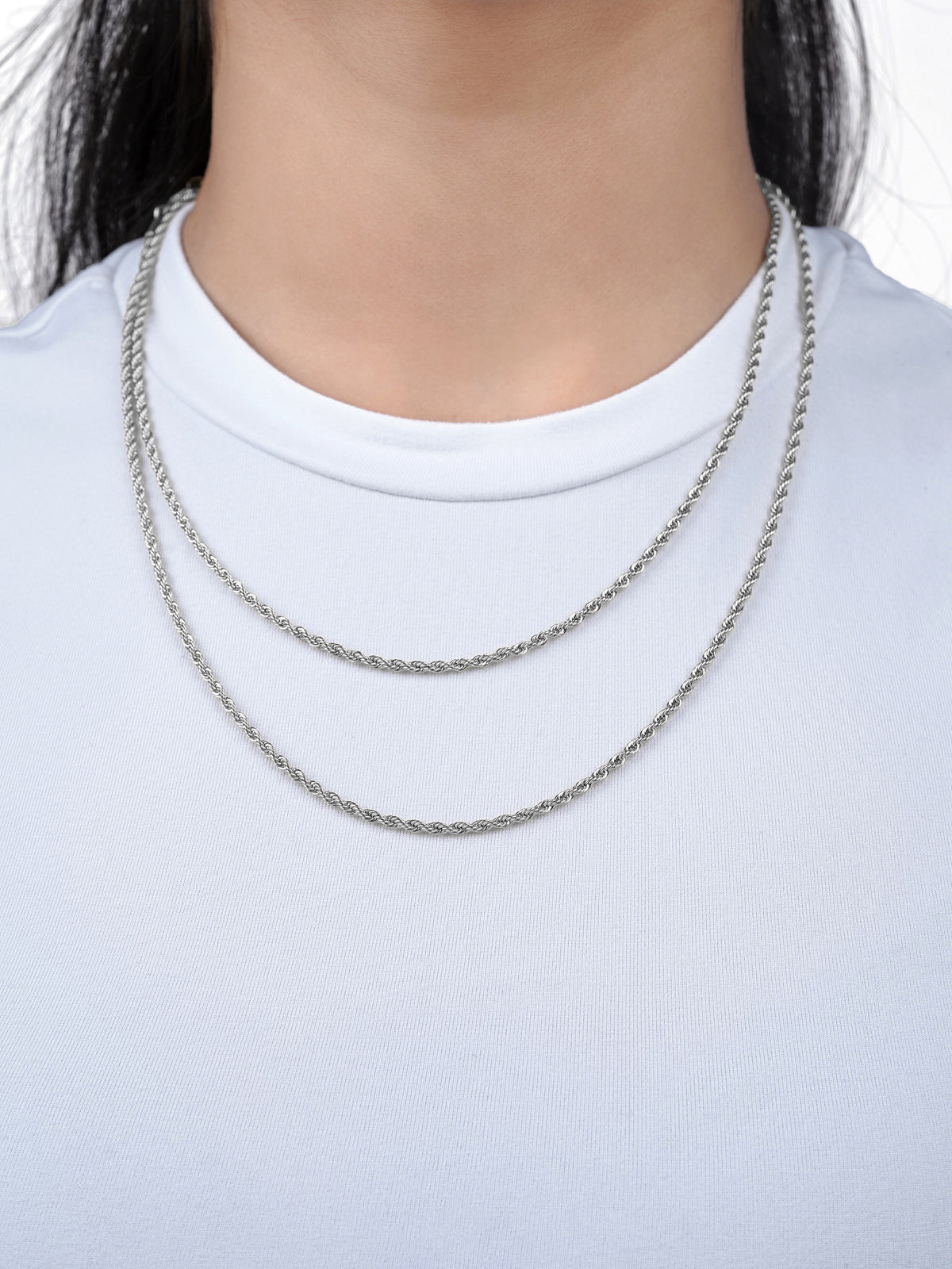 Rope Twisted Texture Silver Women's Chain