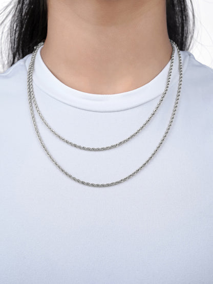 Rope Twisted Texture Silver Women's Chain