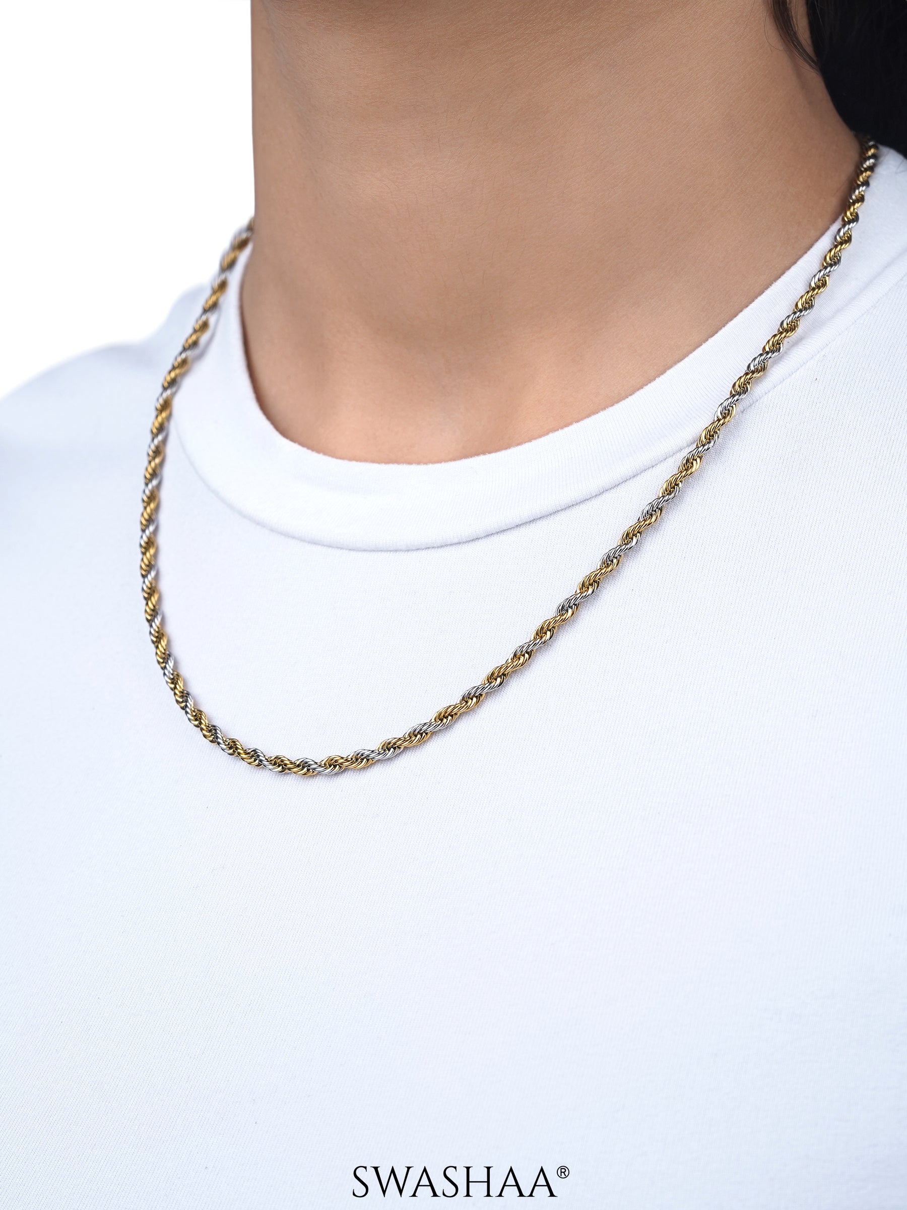 Rope Twisted Texture  Two Tone Women's Chain