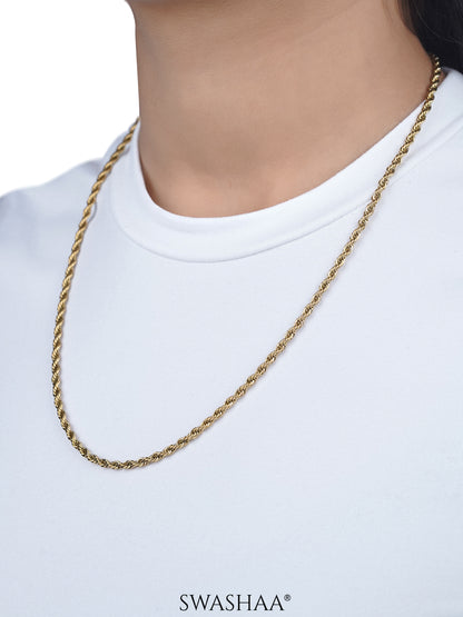 Rope Twisted Texture 18K Gold Plated Women's Chain