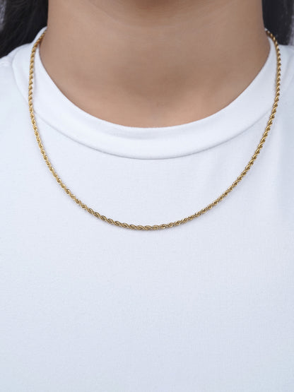 Rope Twisted Texture 18K Gold Plated Women's Chain