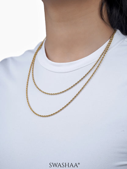 Rope Twisted Texture 18K Gold Plated Women's Chain