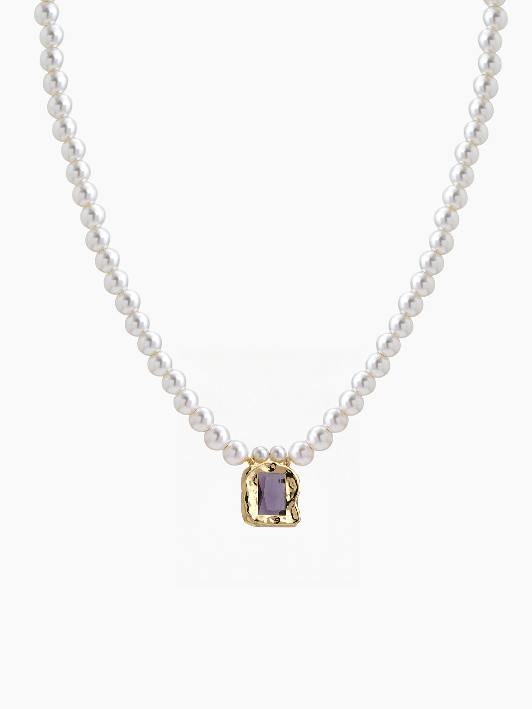 Rosaline Pearl Purple Charm 18K Gold Plated Chain Pendant Necklace
