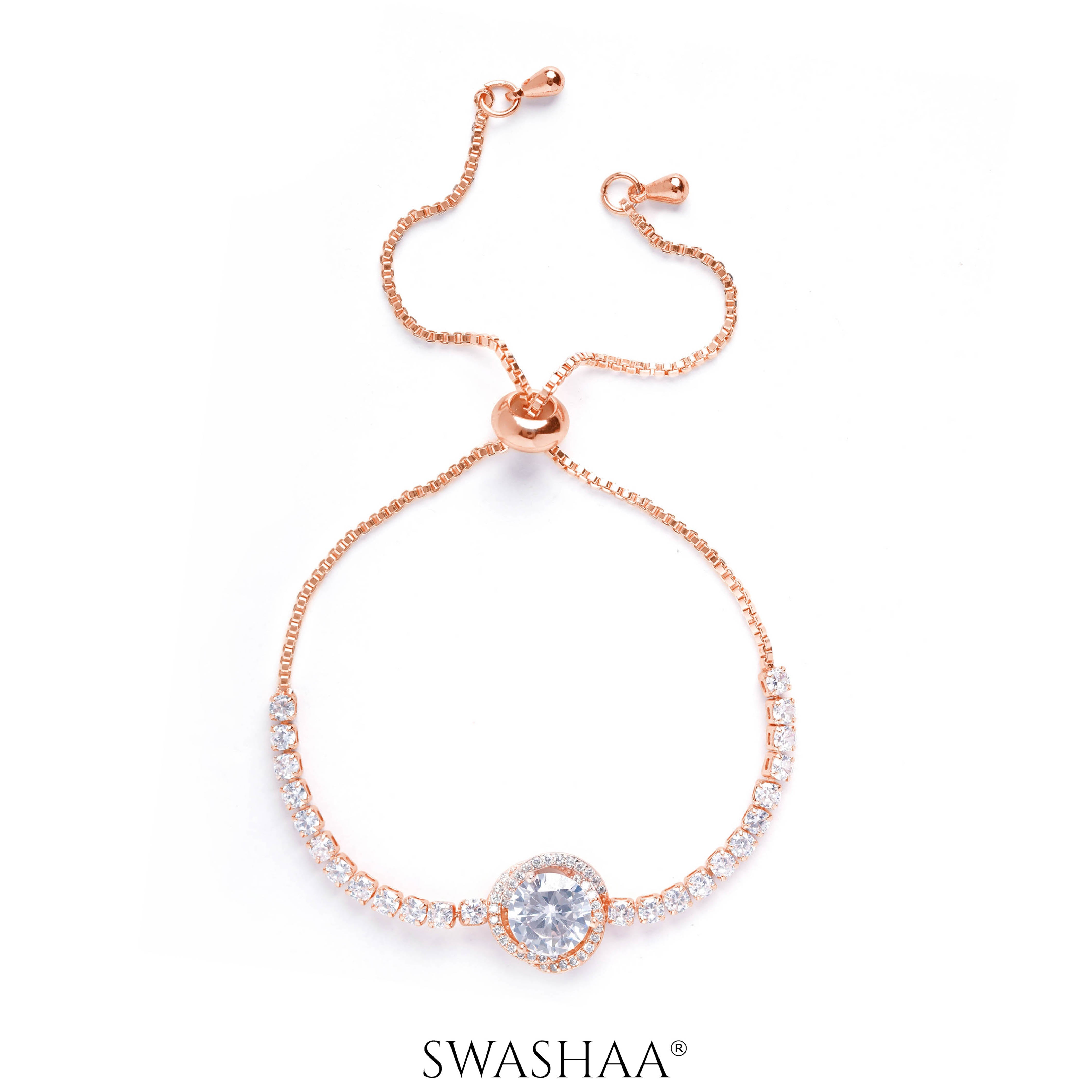 Rose Solitaire Rosegold Plated Bracelet