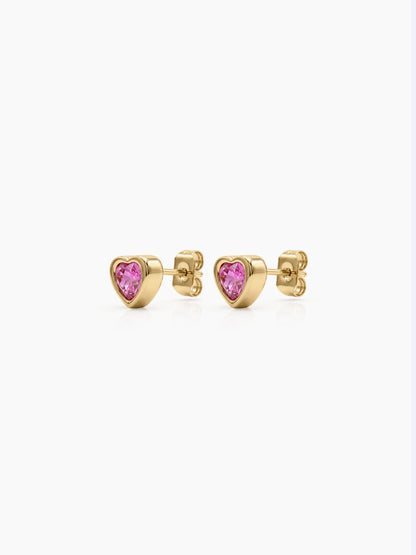 Rosie Pink Heart 18K Gold Plated Kid's Stud Earrings