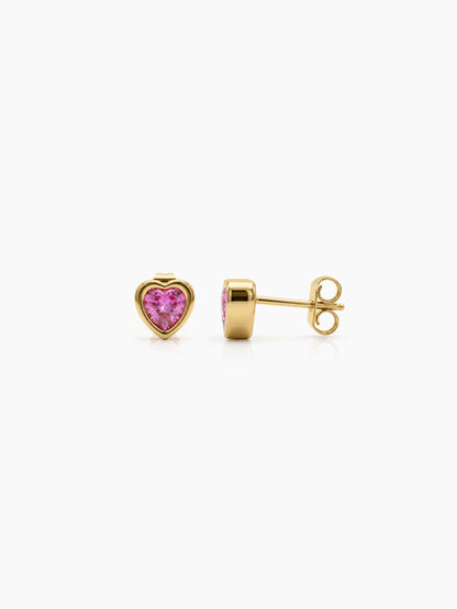Rosie Pink Heart 18K Gold Plated Kid's Stud Earrings
