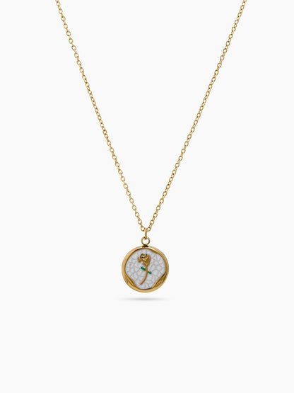 Rosmira Rose 18K Gold Plated Women's Chain Pendant Necklace