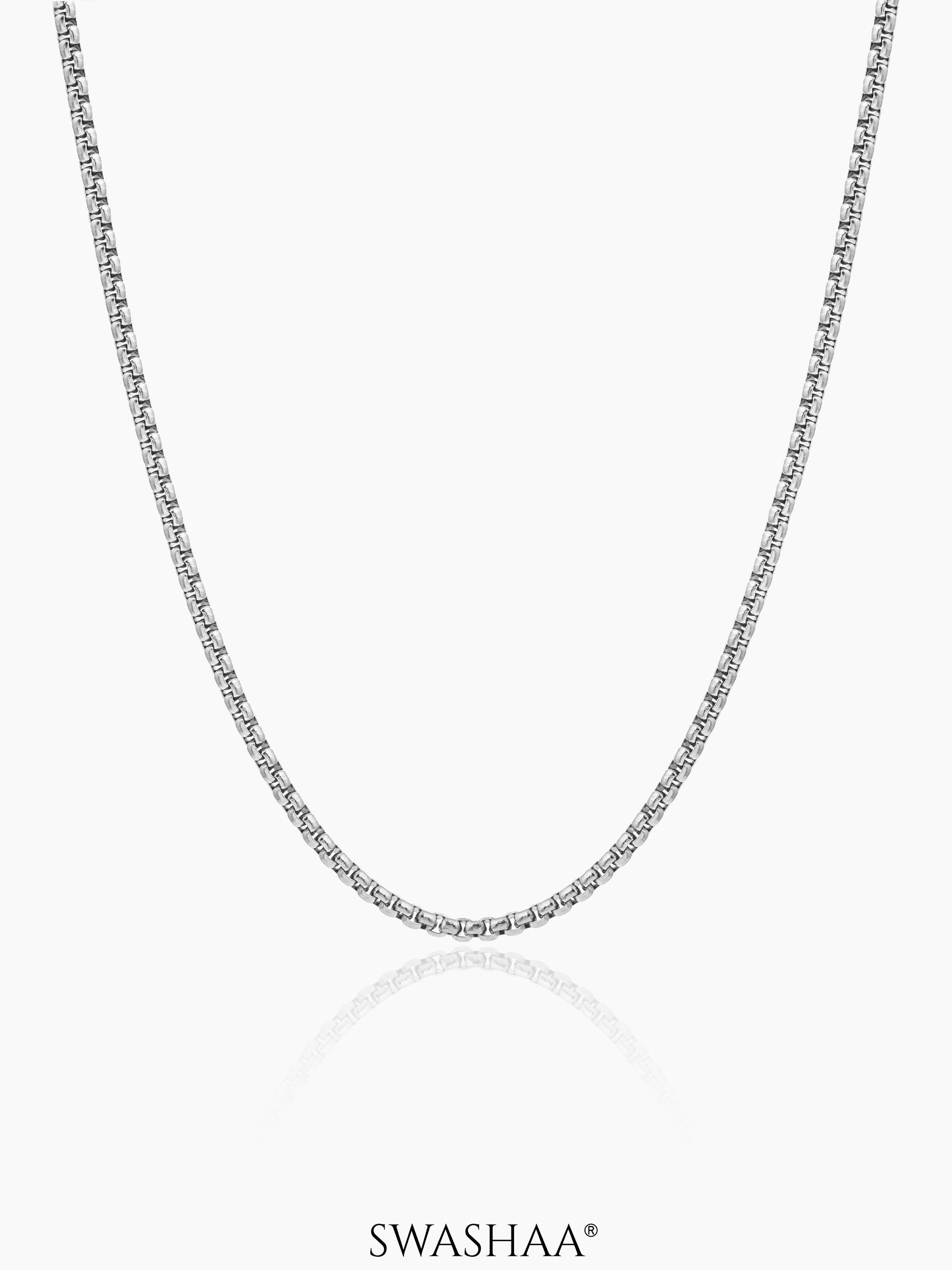 Round Box Silver 2 MM Men's Chain