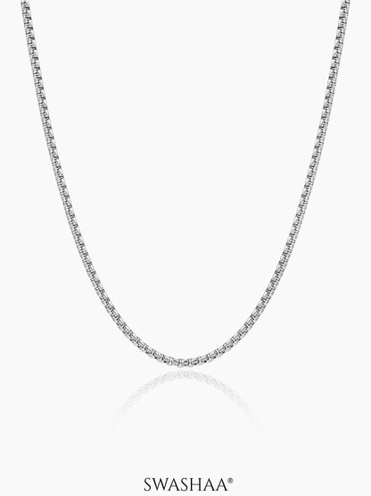 Round Box Silver 2 MM Men's Chain