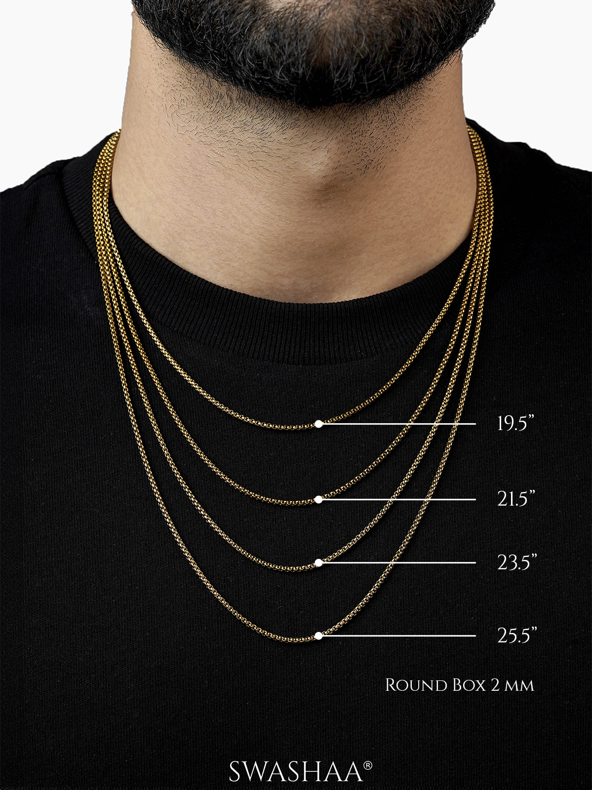 Round Box 18K Gold Plated Men's Chain