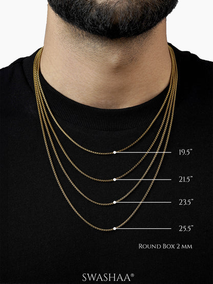 Round Box 18K Gold Plated Men's Chain