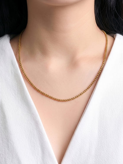 Round Box 2MM 18K Gold Plated Women's Chains