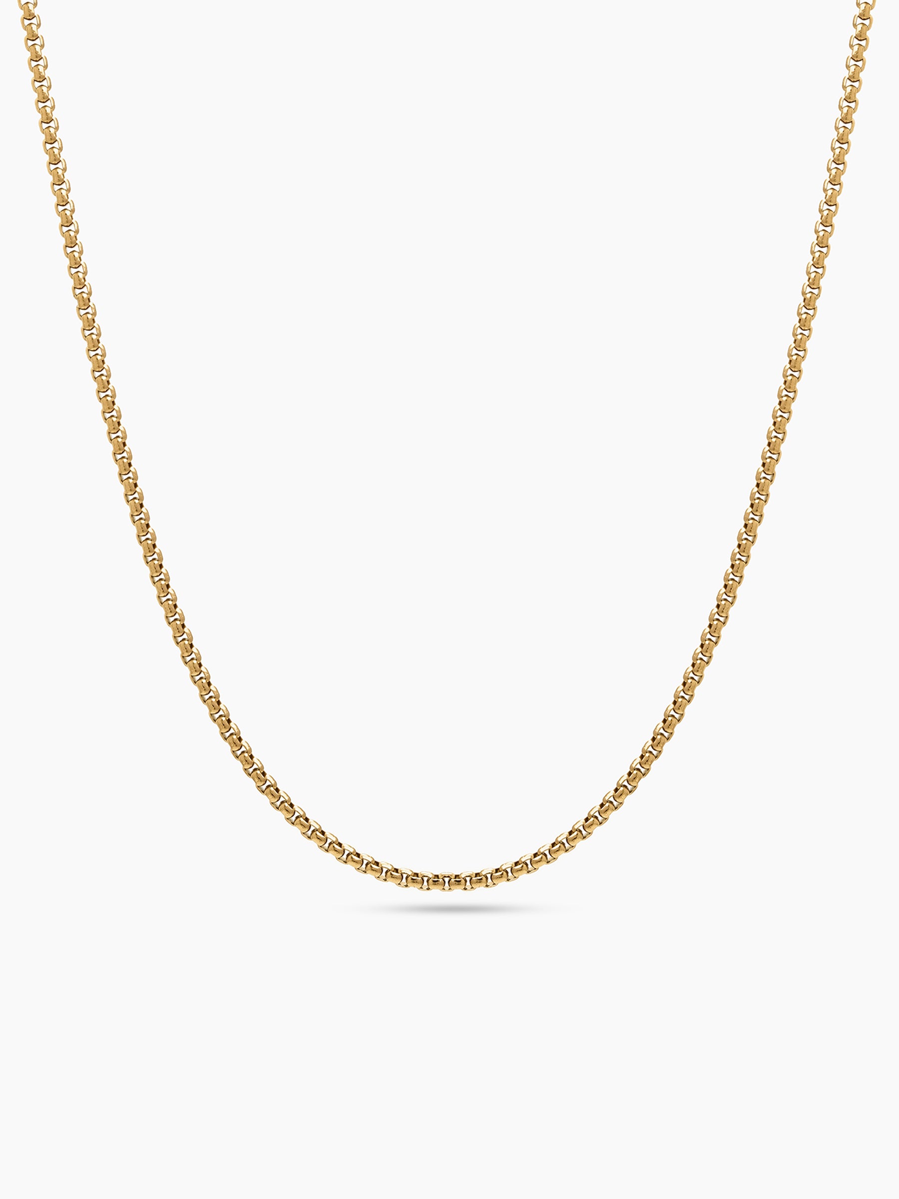 Round Box 2MM 18K Gold Plated Women's Chains