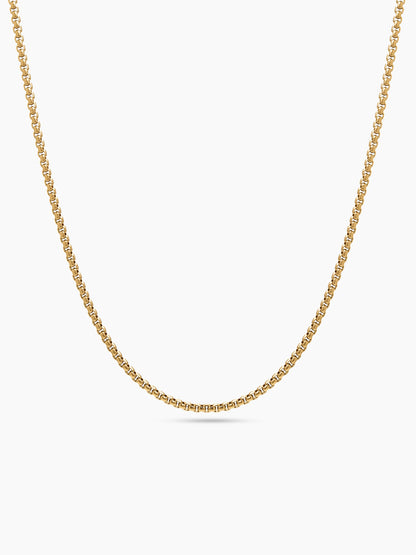 Round Box 2MM 18K Gold Plated Women's Chains