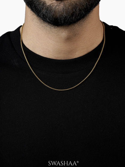 Round Box 18K Gold Plated 2 MM Men's Chain