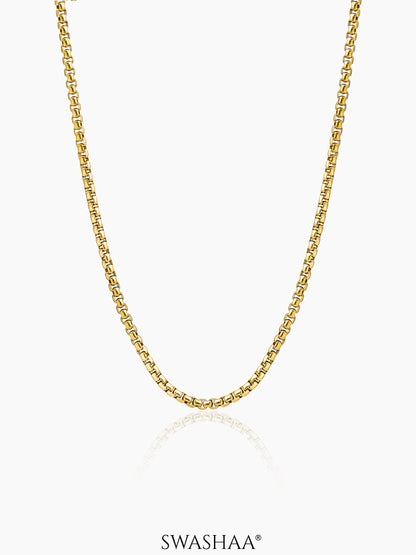 Round Box 18K Gold Plated 3 MM Men's Chain