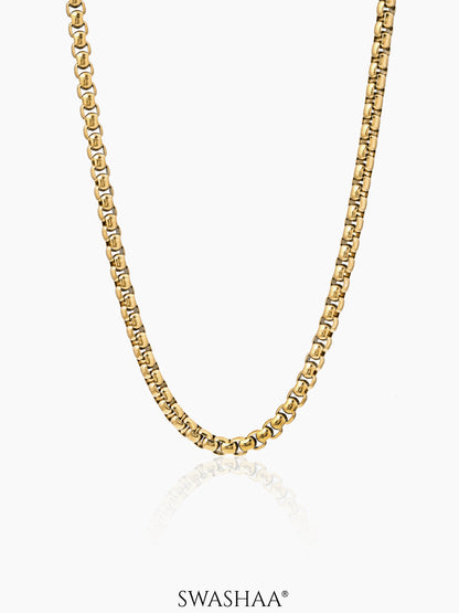 Round Box 18K Gold Plated 5 MM Men's Chain