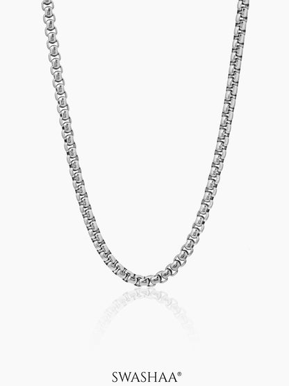 Round Box Silver 5 MM Men's Chain