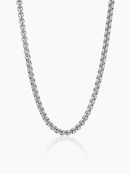 Round Box Silver 5 MM Men's Chain