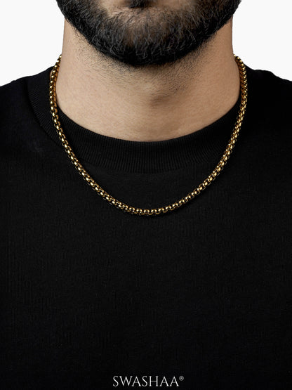 Round Box 18K Gold Plated 5 MM Men's Chain
