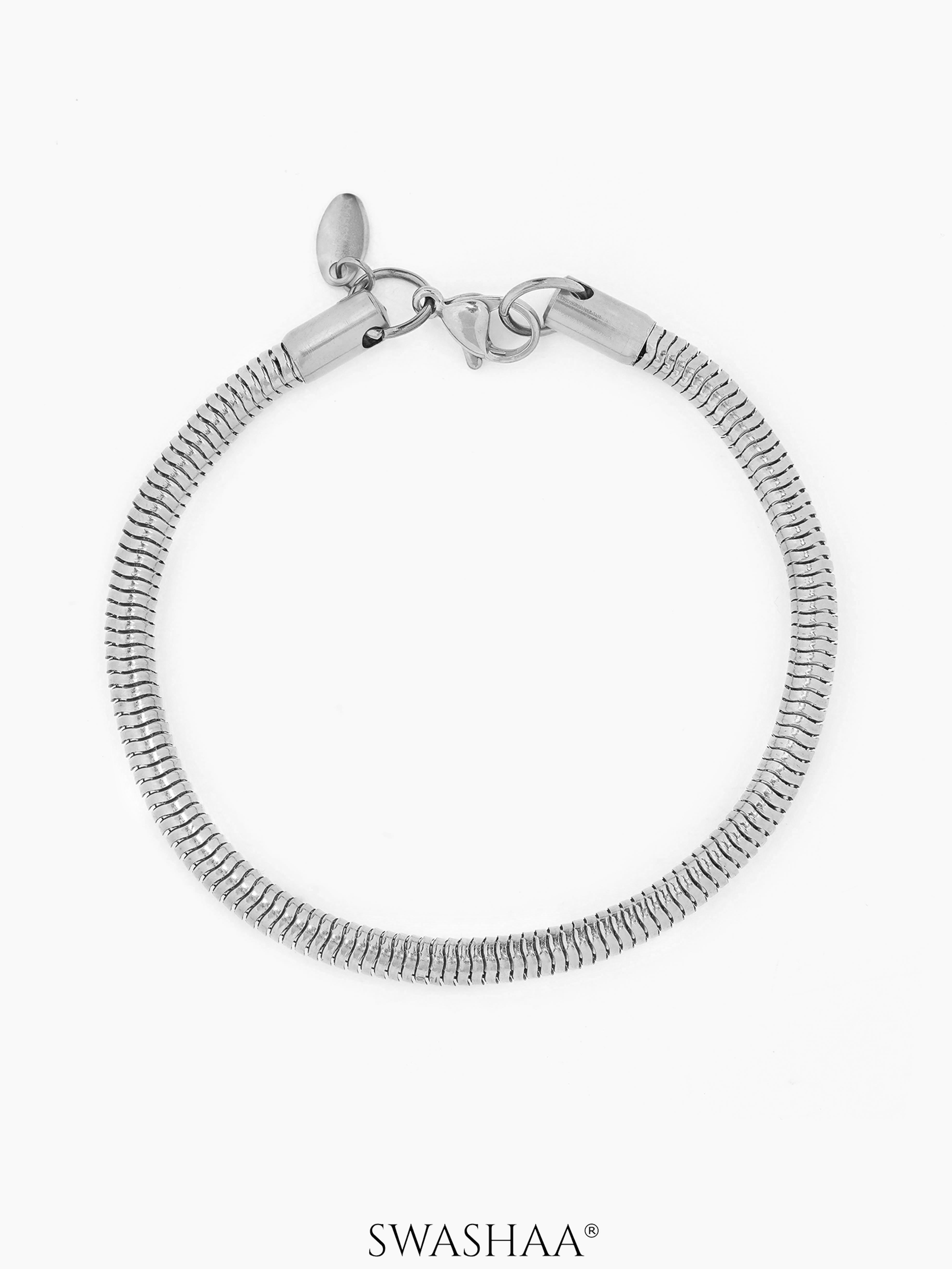 Round Rope Chain Silver 4 MM Men's Bracelet