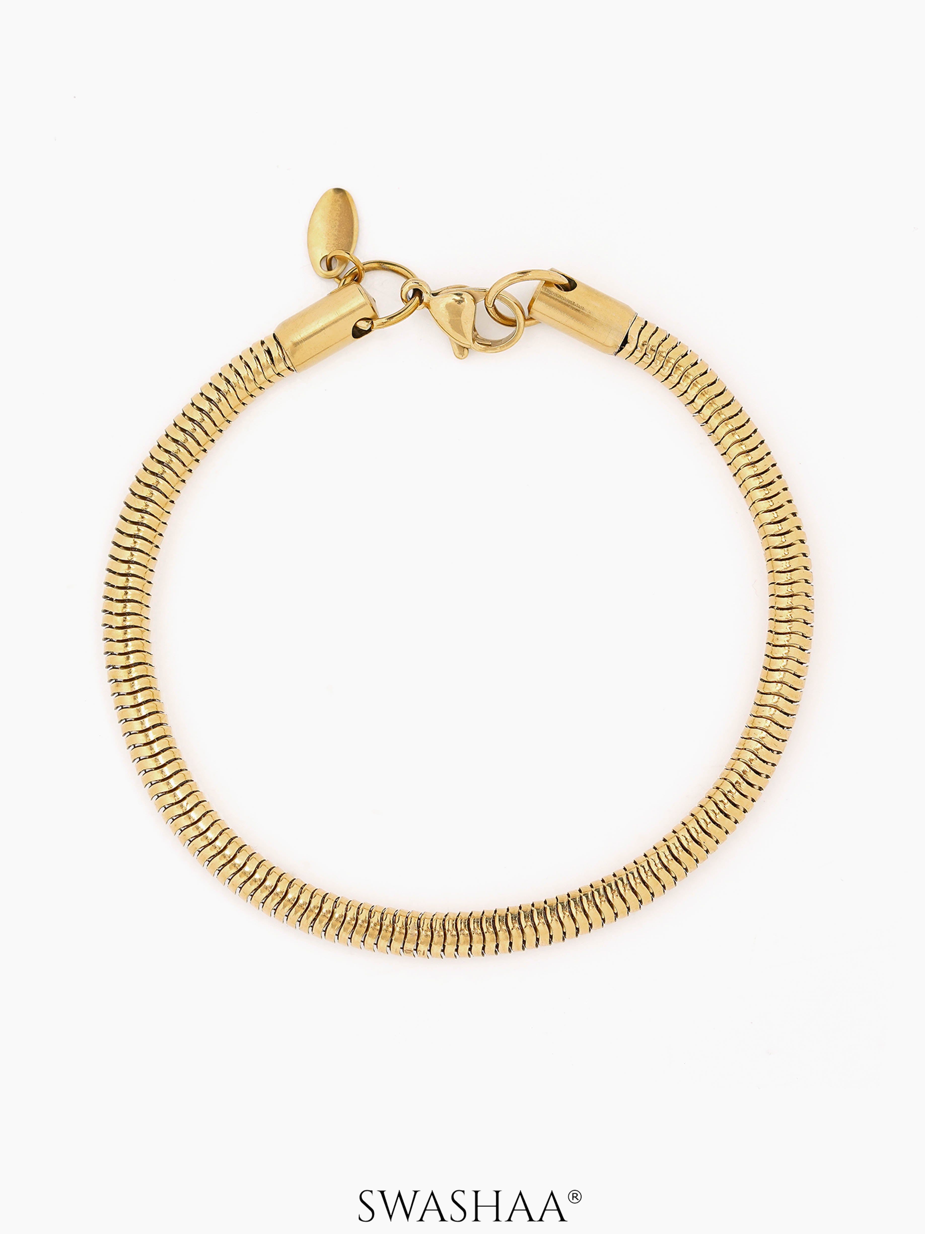Round Rope Chain 18K Gold Plated 4 MM Men's Bracelet