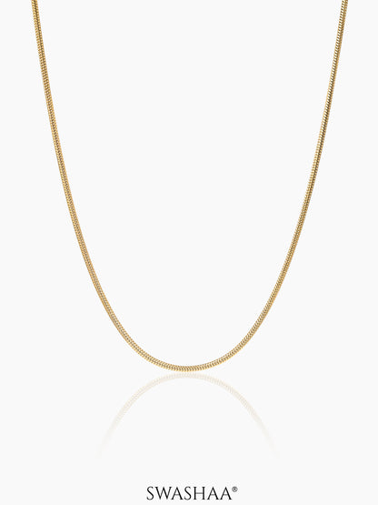 Round Snake 18K Gold Plated 2 MM Men's Chain