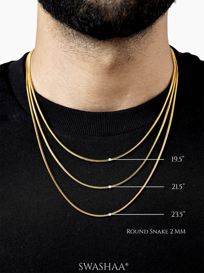 Round Snake 18K Gold Plated Men's Chain