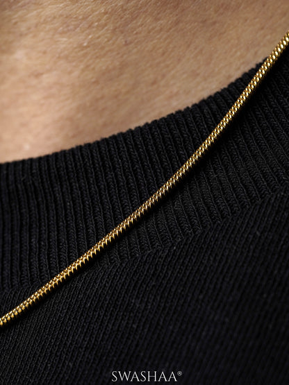 Round Snake 18K Gold Plated 2 MM Men's Chain