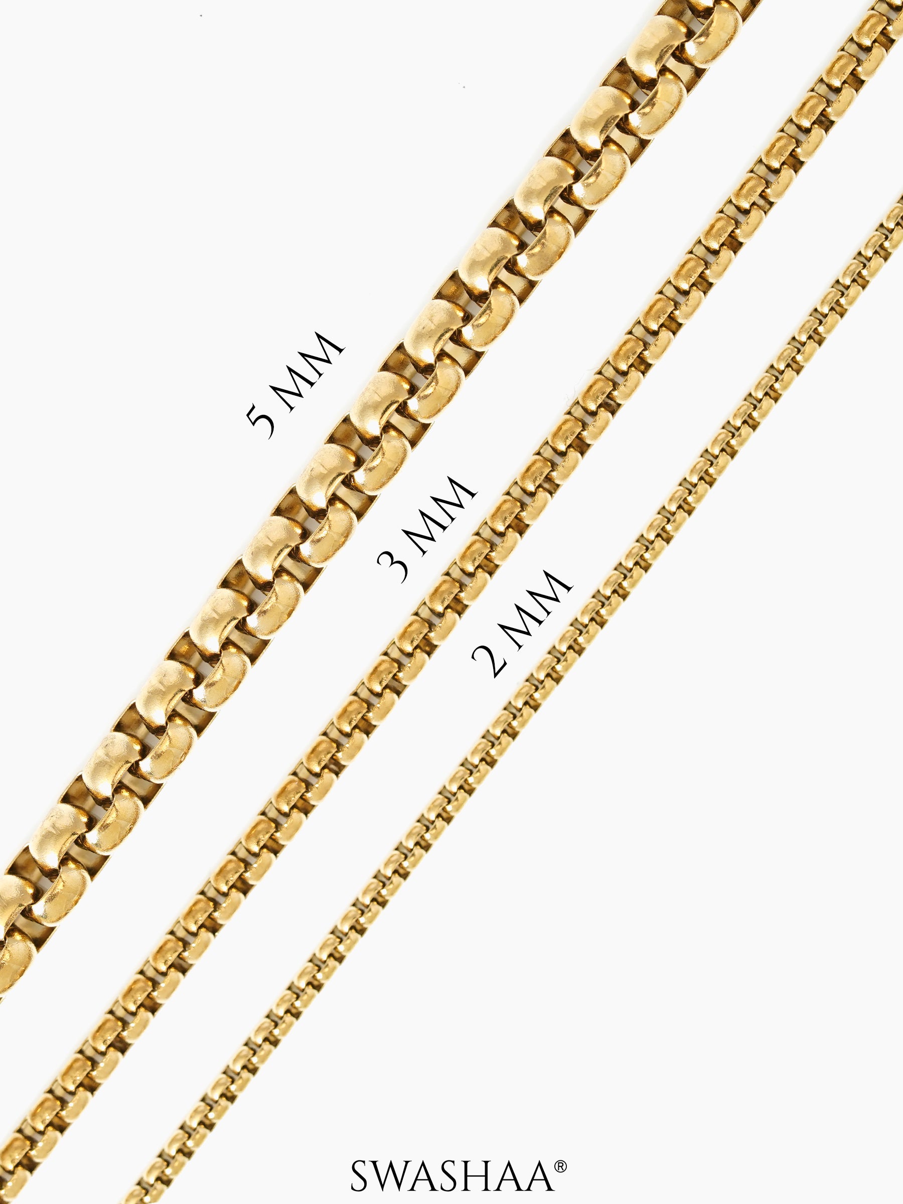 Round Box 18K Gold Plated Men's Chain