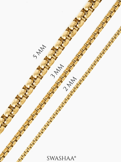 Round Box 18K Gold Plated Men's Chain