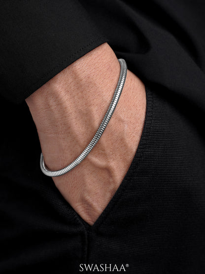 Round Snake Chain Silver 4 MM Men's Bracelet