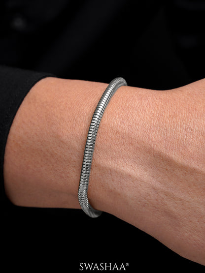 Round Snake Chain Silver 4 MM Men's Bracelet